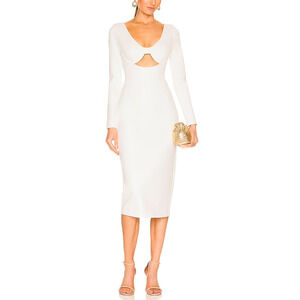 Nbd 'Gracen' White Cut Out Ponte Midi Dress Size M